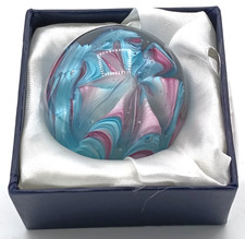 Royal Crest Colourful Blue Pink White Paperweight Lesser & Pavey LP27364 In Box