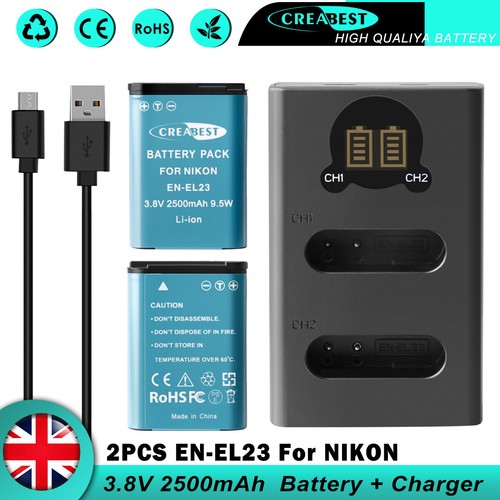 2pcs el23 battery lcd - en-el23,