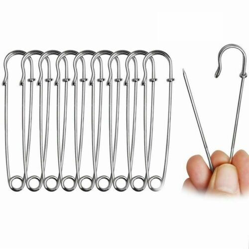 Extra large silver safety pins - silver,