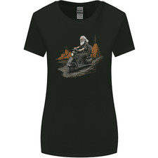 Old School Scooter Rider Moped Man Womens Wider Cut T-Shirt