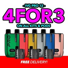 IVG Pro 12 Vape Kit & Replacement Refill Pack | Rechargeable Vape | E-Cig