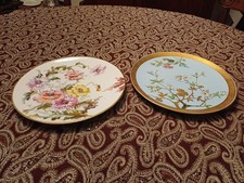 Two Antique English Porcelain Cabinet Plates By Crown Staffordshire & Adderleys.