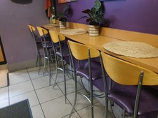 3 High stools, 1 big (For 4-6 People) and 1 small table (For 2 people)