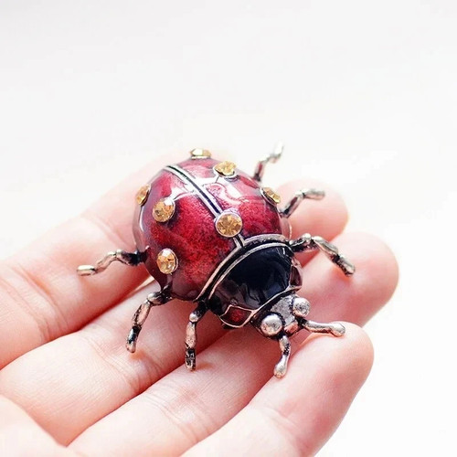 Enamel rhinestone ladybug - enamel,
