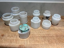  Glass milk/opaque vintage cold cream jars inc Ponds and others 1930s/50s Joblot