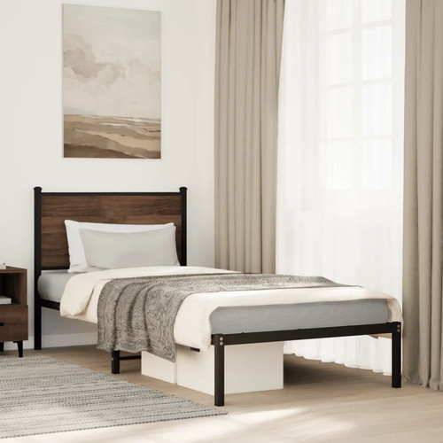 Walplus brown oak metal - metal, bed