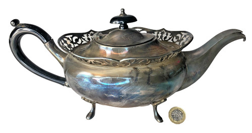 Silver plate kettle tea pot - silver,