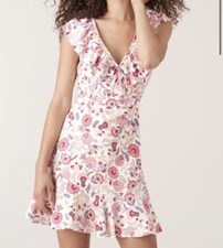 TIGERLILY Dress Size 8 Multicoloured Floral Linen Blend "Narayana" Mini Dress