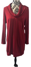 Saloos Red Cowl Neck Long Sleeve Dress With Integral Pocket. Size 14