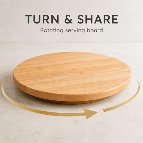 35cm bamboo wooden lazy susan - bamboo,