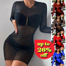Women Sexy Sheer Mini Dress