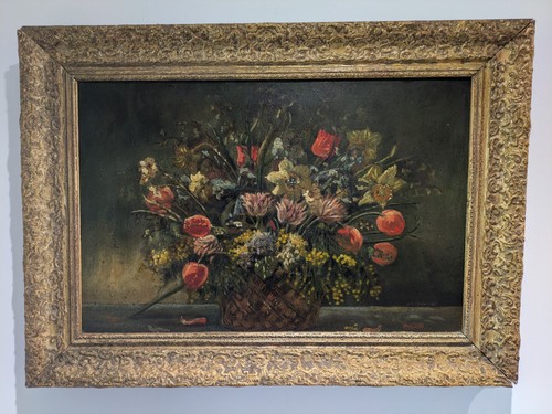 Antique floral oil painting - antique,