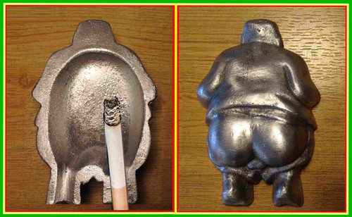 Metal ashtray rude - metal,