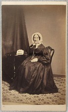 CDV STROUD LADY LONG RIBBON BONNET ALBUM SMITH ELDERLY ANTIQUE PHOTO
