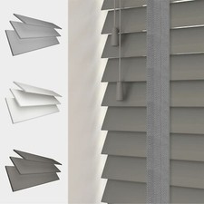 FAUX WOOD 50MM VENETIAN BLINDS SLATS TAPE GREY WHITE