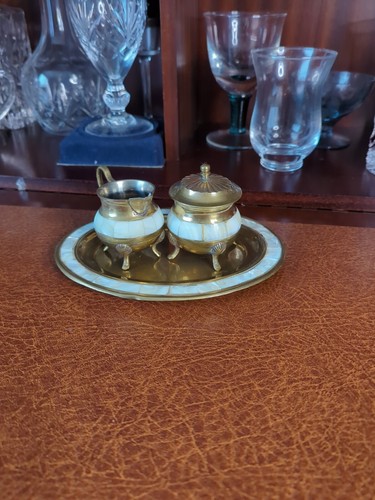 Brass and mother pearl milk - and,
