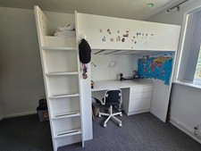 IKEA Smastad Loft Cabin Bed with desk, drawers, wardrobe & shelves.