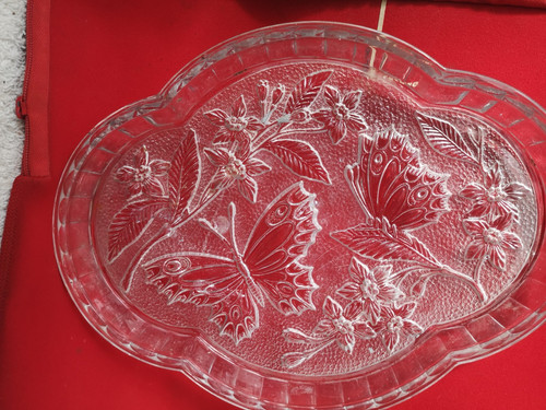 Butterfly pressed glass