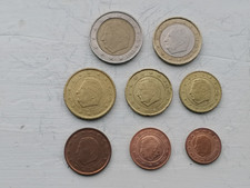 8 CIRCULATED BELGIAN COINS 2 & 1 EUROS, 50, 20, 10. 5, 2 & 1 CENTS V1 MIXED YEAR