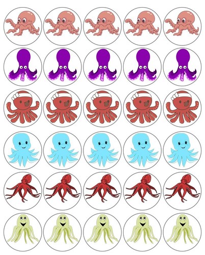 Octopus cupcake toppers edible - cupcake,