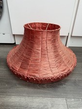 Vintage retro kitsch pink raffia large mid century lampshade