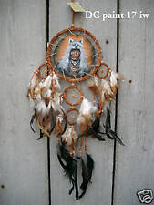 INDIAN WOLF SUEDE LEATHER DREAM CATCHER PAINTING HELP BAD DREAMS / dcpaint17iw