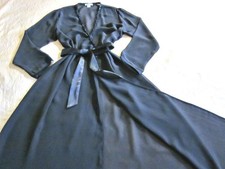Vintage Long Robe S/M Flora Nikrooz Sheer Black Chiffon Dressing Gown NEW
