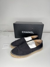 chanel black silk espadrilles