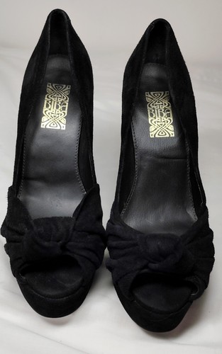 Biba black suede peeptoe - black,