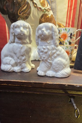 Antique pair spaniel dogs - antique,