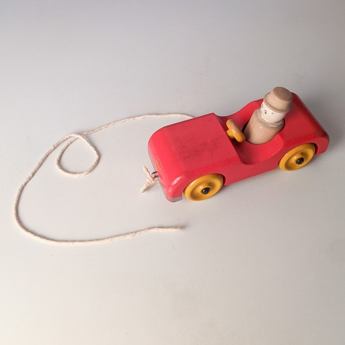 Vintage wooden pull along car - vintage,,