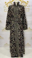 Fancy Abaya Dress Arabic Calligraphy Golden Horoof Embroidery Long Black & Gold