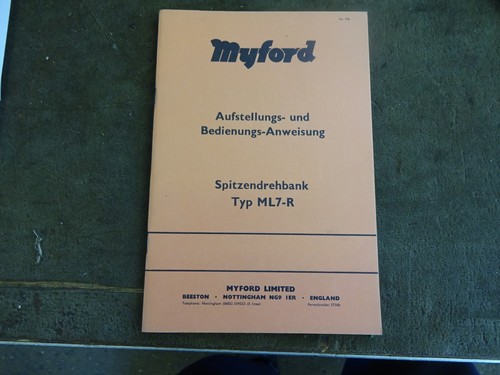 Myford ml7r lathe manual - ml7r,