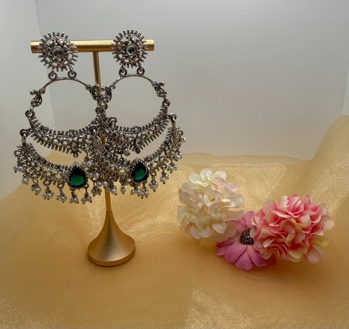 Oxidised silver jhumka hoop - oxidised,