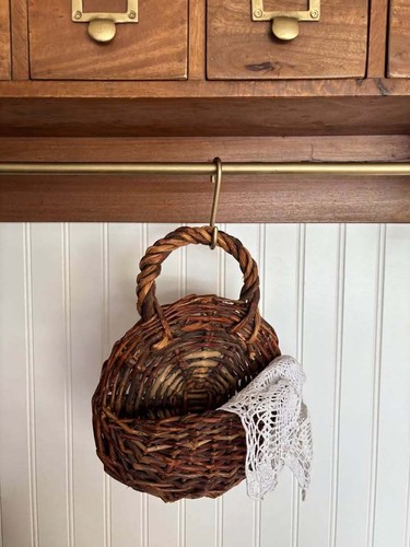 Vintage woven wicker hanging - vintage,