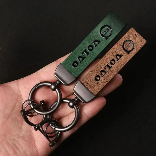 Vintage leather car keychain - car,