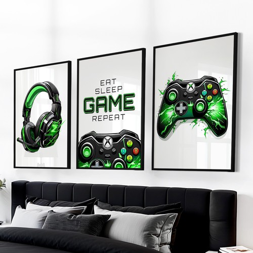 Xbox gaming prints green - gaming,