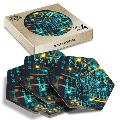 Hexagon coasters blue - 4,