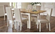 Oak Solid Wooden Dining Table with 6 Chairs Extendable
