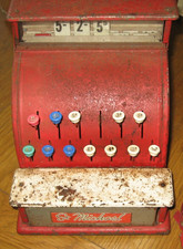 Vintage St Michael Toy Cash Register. Red.