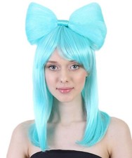 Teal Bow Wig – Katy Perry Inspired, Fun Pop Star Hair, Fancy Dress Accessory