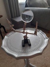 Vintage Lab Stand With Magnifying Glass,  Clamp on Cast Iron Base