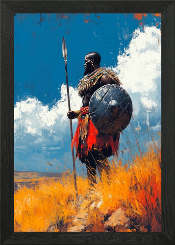 African warrior with spear and - with,