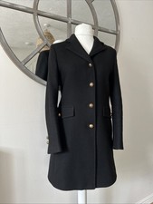 Zara Coat Manteco Military Black Wool Blend Jacket Coat Small Uk 8 10 Gold