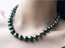 Luster 10-11mm Real Natural Freshwater Round Black Pearl Necklace 14-48 inch