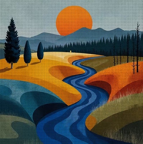 Colourful hills printed - hills,