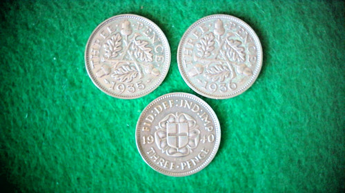 Silver threepences - 50%,