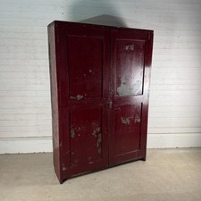 Tall Vintage Pine Cupboard with Distressed Paint