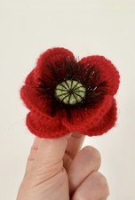 Knitted crocheted Red poppy