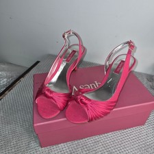 Jaques Vert NEW Raspberry Pink Fabric Open-Toe Mid Stiletto Shoes Size 4 RRP£95 